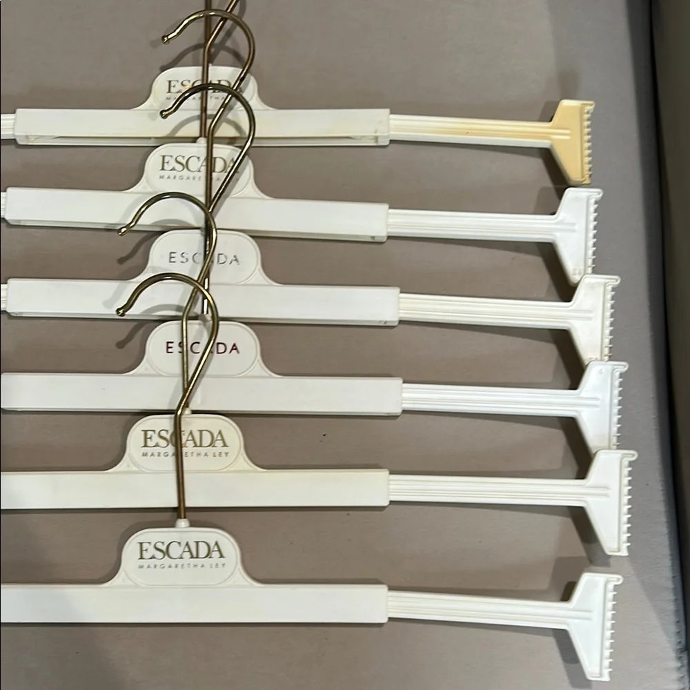 Escada White and Gold Pant Hangers Set